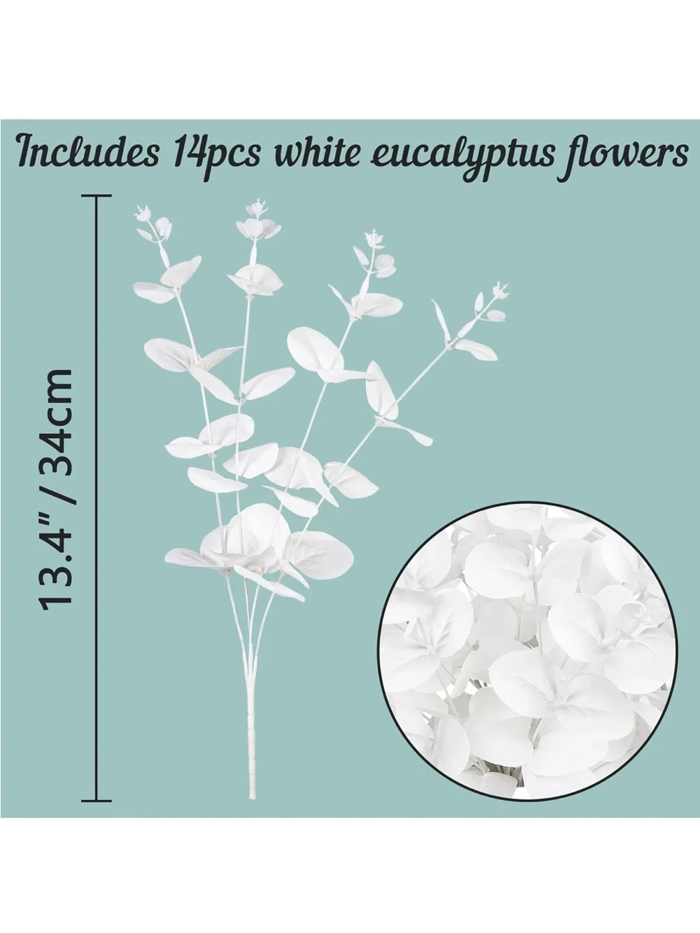 White Faux Eucalyptus Stem Bouquet in Glass Vase - Home Accents